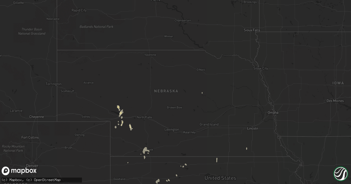Hail map in Nebraska on September 29, 2021