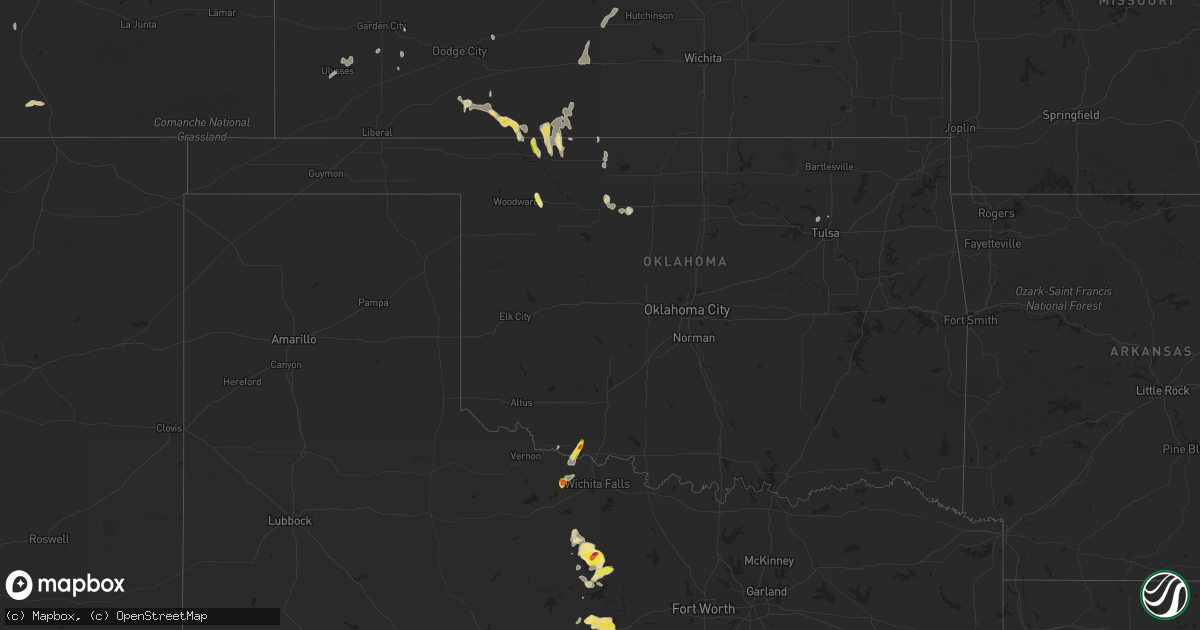 Hail map in Oklahoma on September 29, 2021