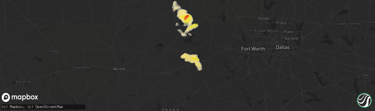 Hail map in Strawn, TX on September 29, 2021