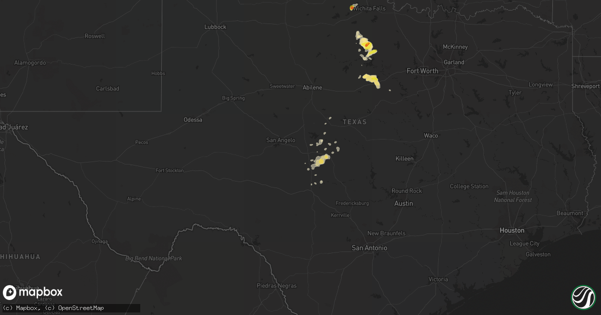 Hail map in Texas on September 29, 2021