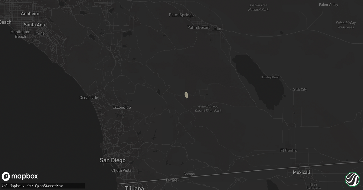 Hail map in Ranchita, CA on September 29, 2022