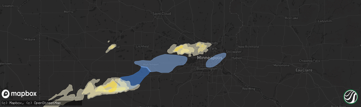 Hail map in Delano, MN on September 29, 2023