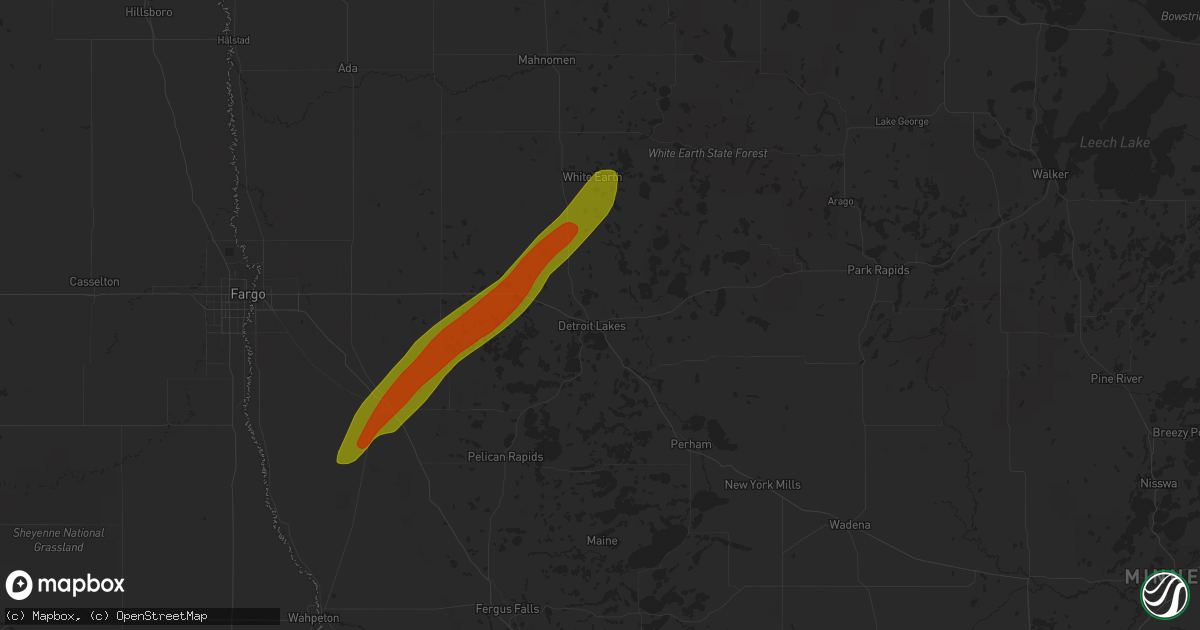 Hail map in Detroit Lakes, MN on September 29, 2023