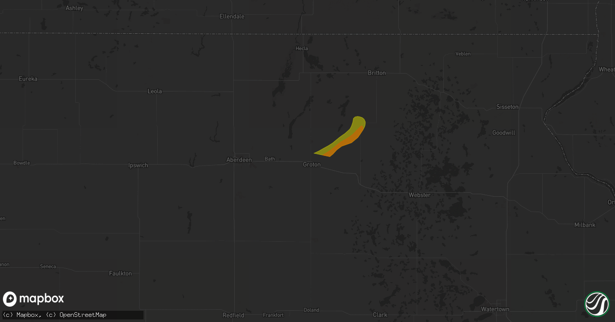 Hail map in Groton, SD on September 29, 2023