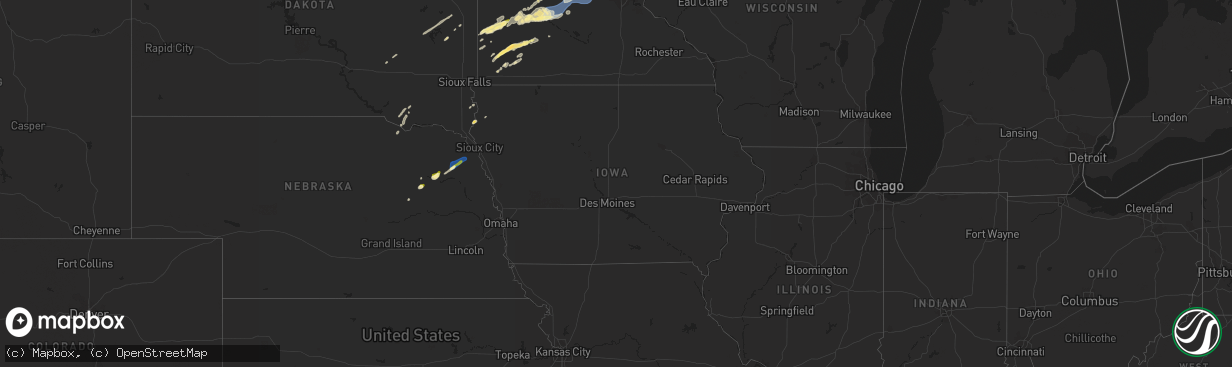 Hail map in Iowa on September 29, 2023