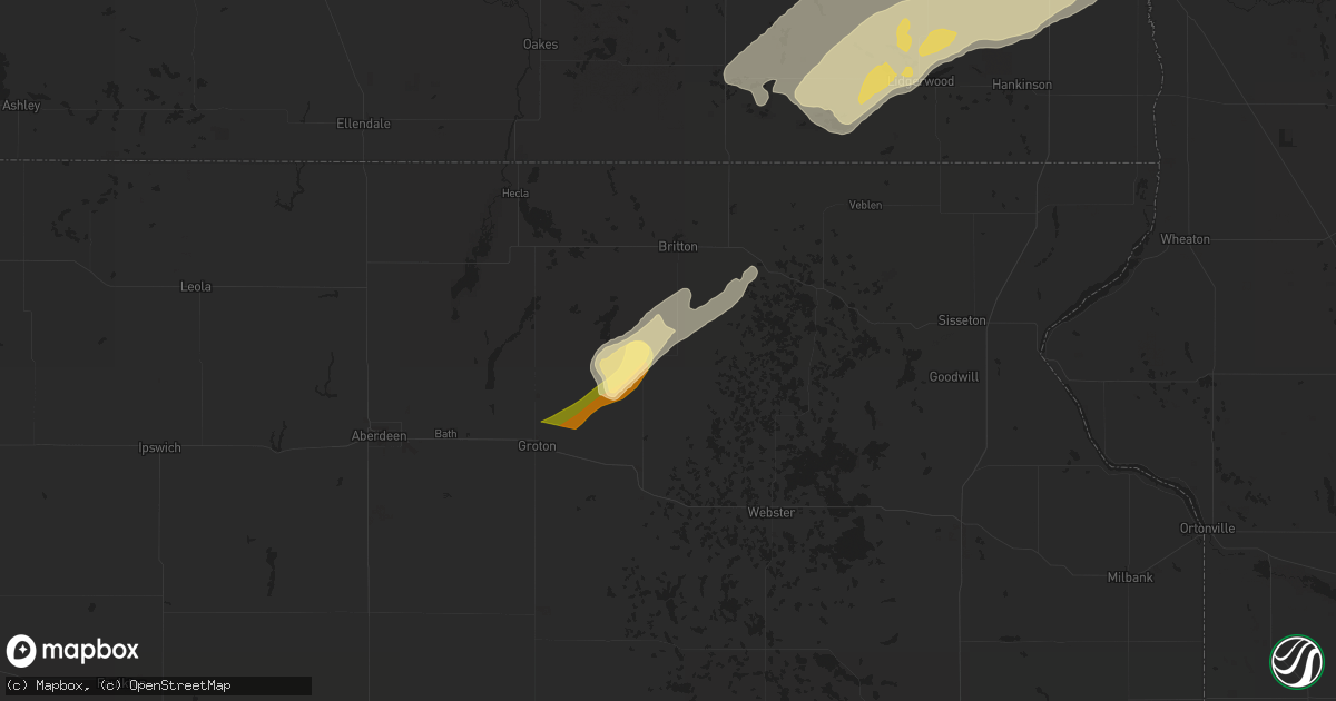 Hail map in Langford, SD on September 29, 2023