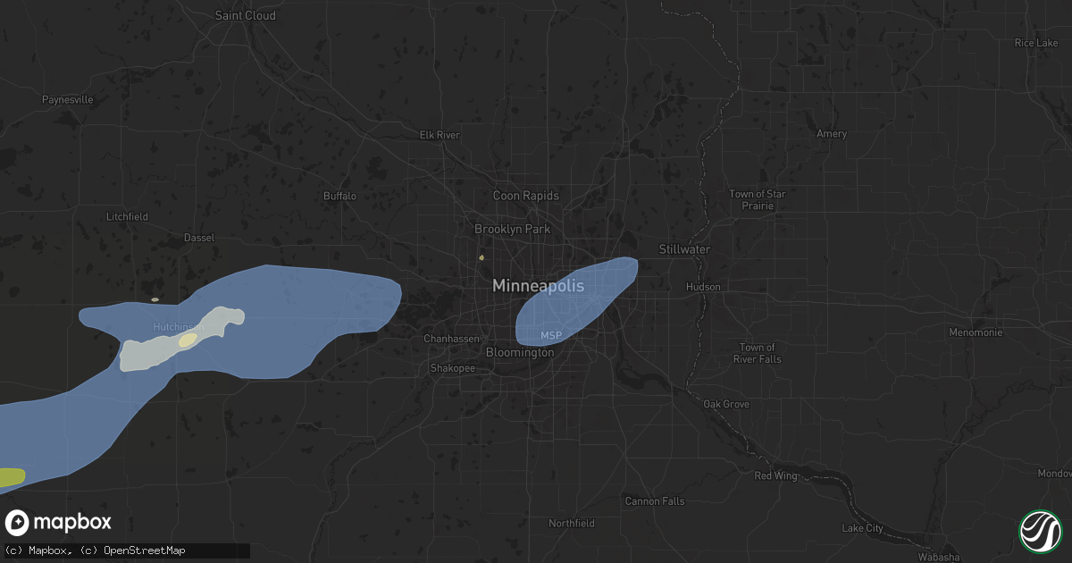Hail map in Minneapolis, MN on September 29, 2023