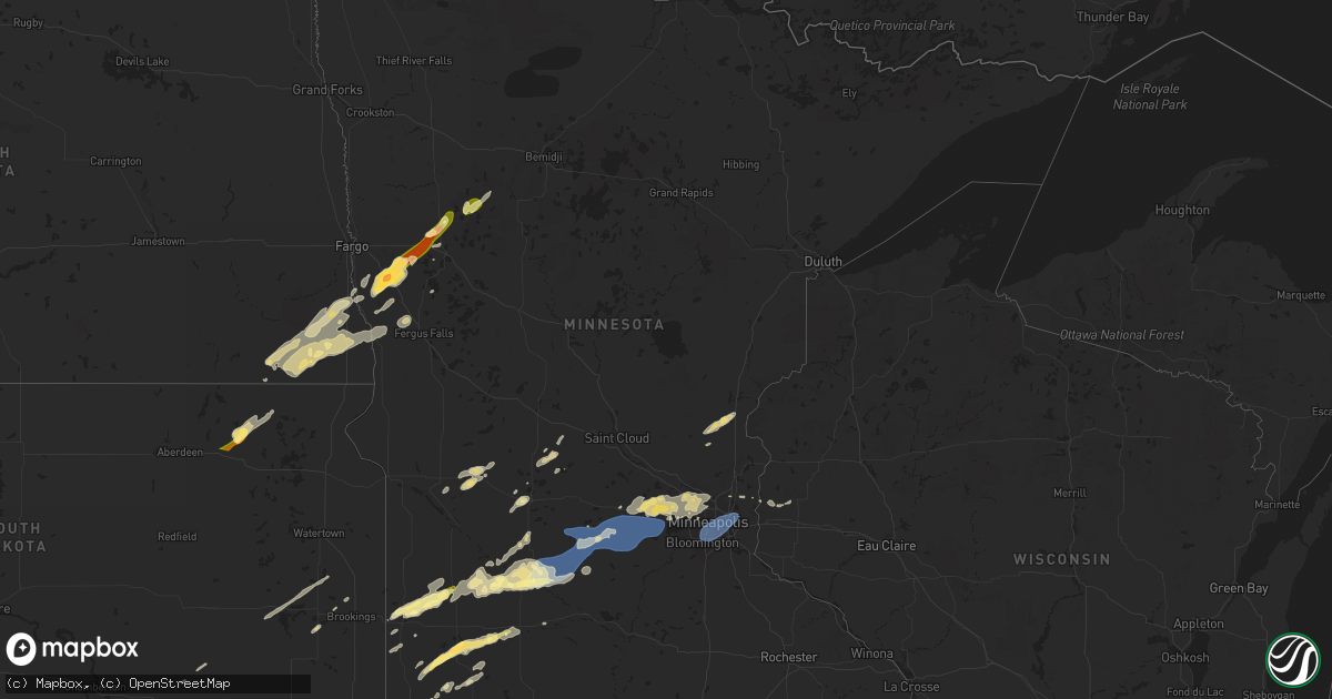 Hail map in Minnesota on September 29, 2023