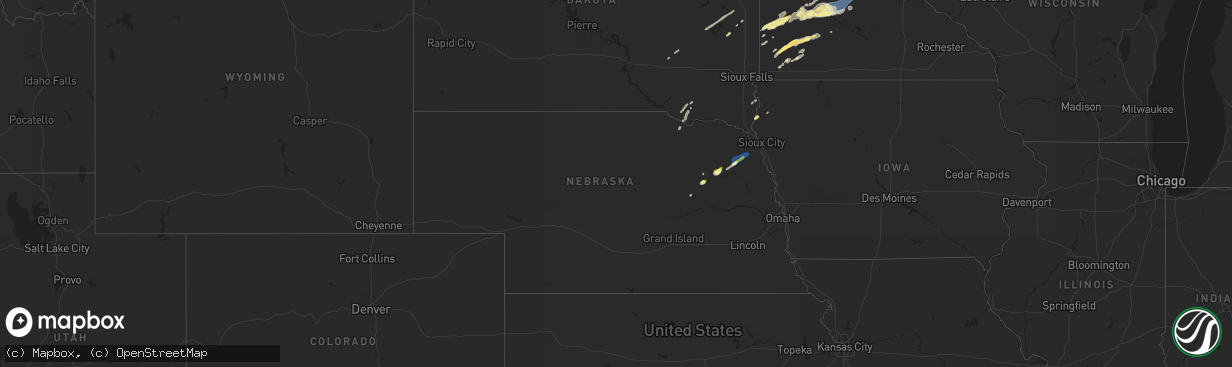 Hail map in Nebraska on September 29, 2023