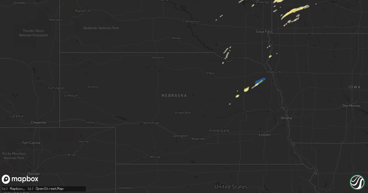 Hail map in Nebraska on September 29, 2023