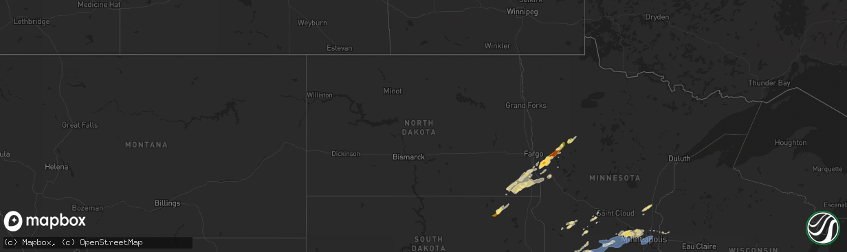 Hail map in North Dakota on September 29, 2023