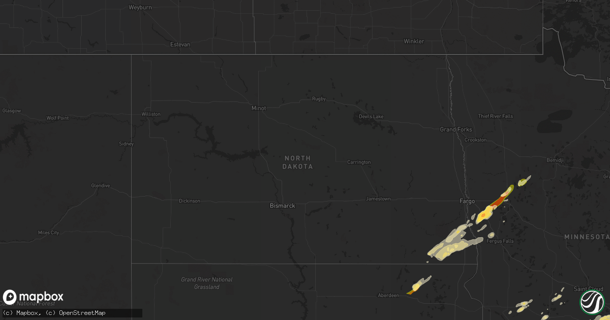 Hail map in North Dakota on September 29, 2023