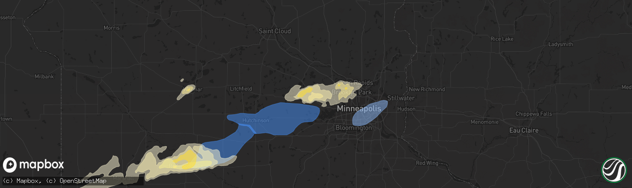 Hail map in Rockford, MN on September 29, 2023