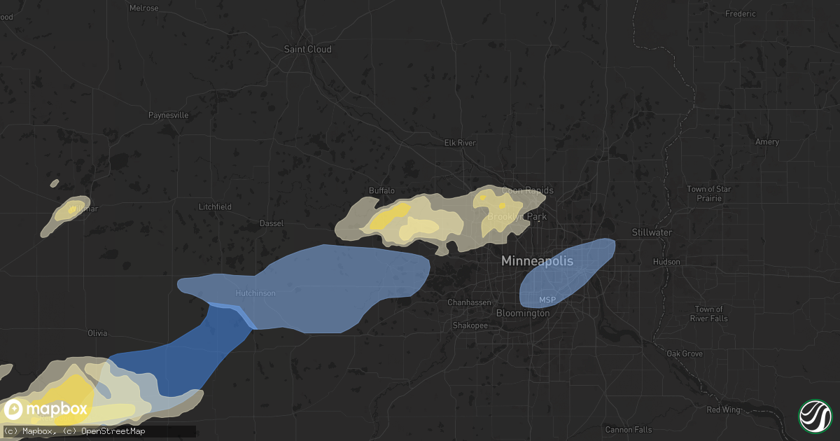 Hail map in Rockford, MN on September 29, 2023