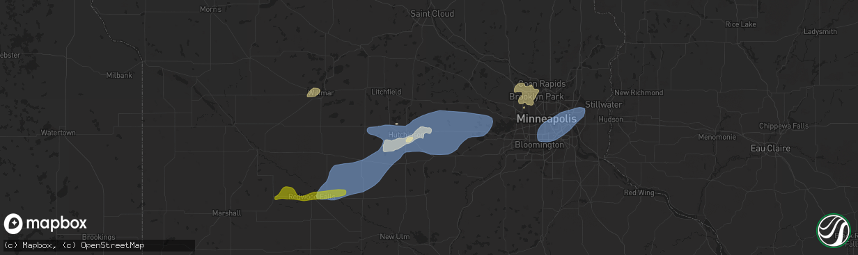 Hail map in Silver Lake, MN on September 29, 2023