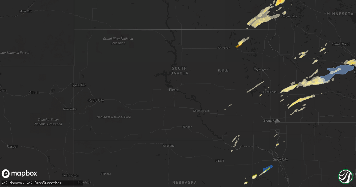 Hail map in South Dakota on September 29, 2023