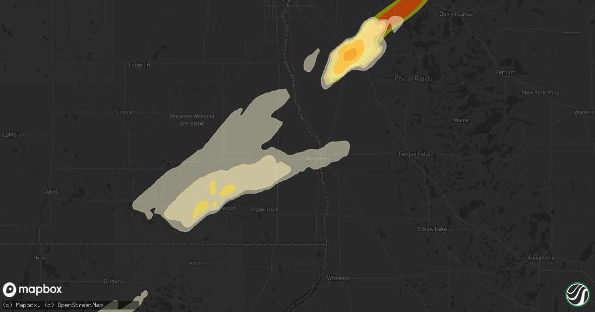Hail map in Wahpeton, ND on September 29, 2023