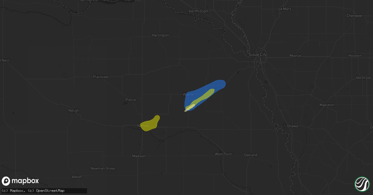 Hail map in Wayne, NE on September 29, 2023