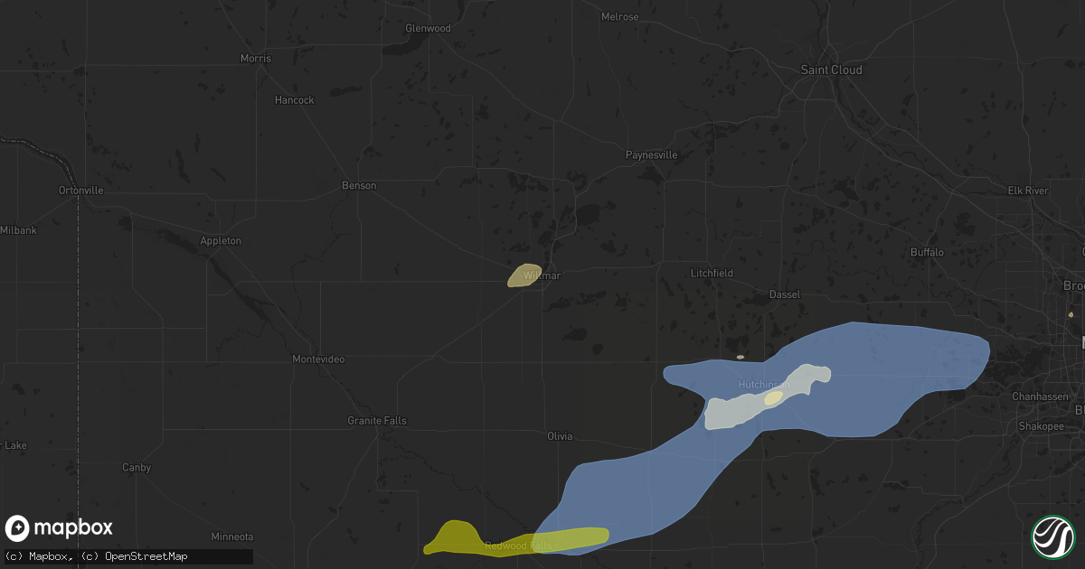 Hail map in Willmar, MN on September 29, 2023