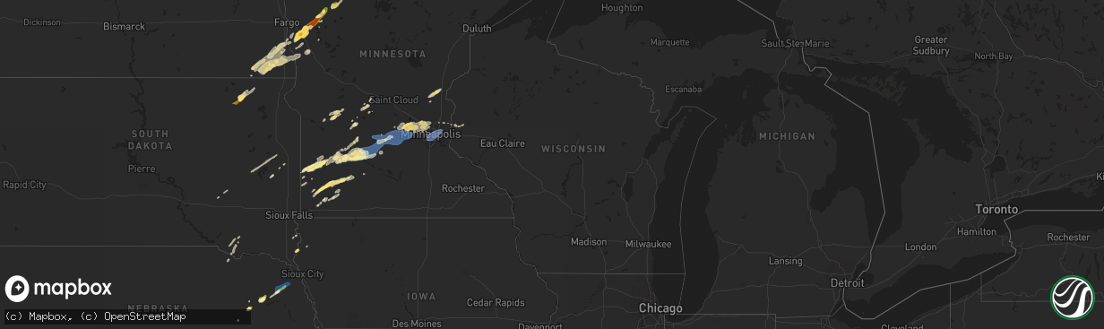 Hail map in Wisconsin on September 29, 2023