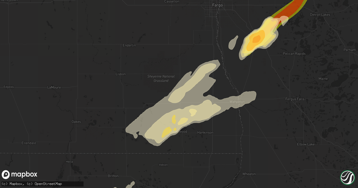 Hail map in Wyndmere, ND on September 29, 2023