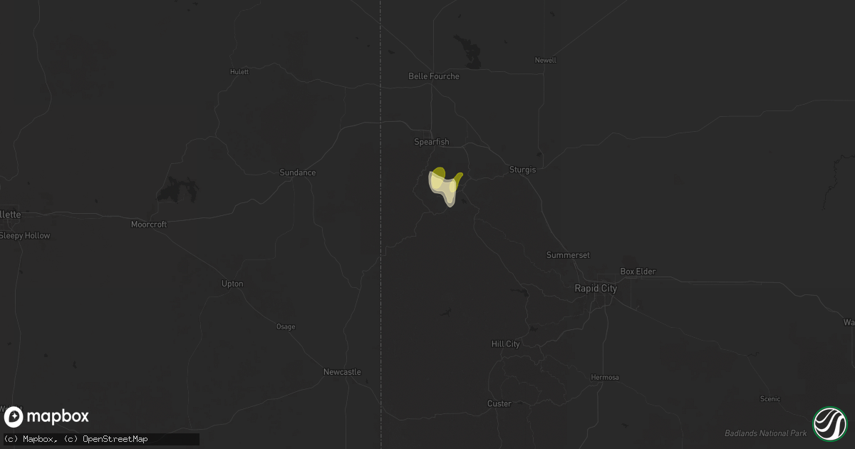 Hail map in Lead, SD on September 29, 2025