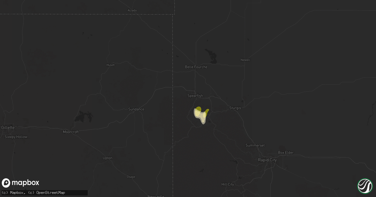 Hail map in Spearfish, SD on September 29, 2025