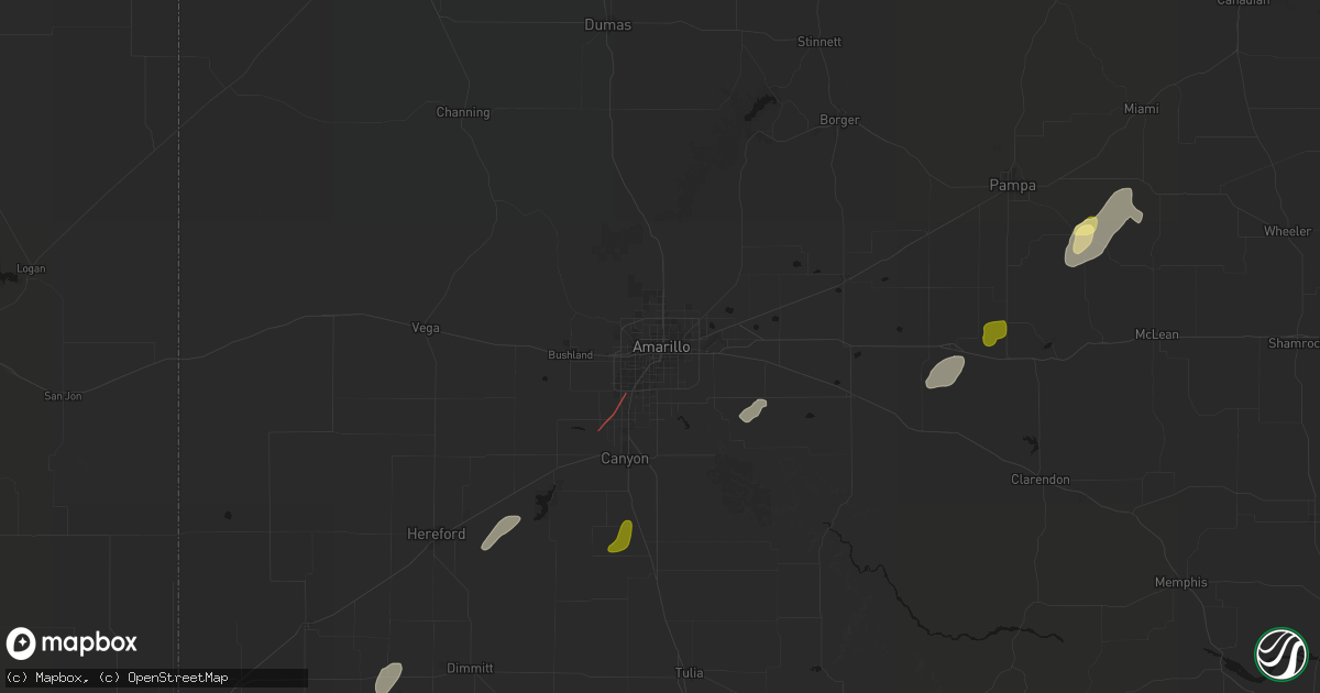 Hail map in Amarillo, TX on September 29, 2026