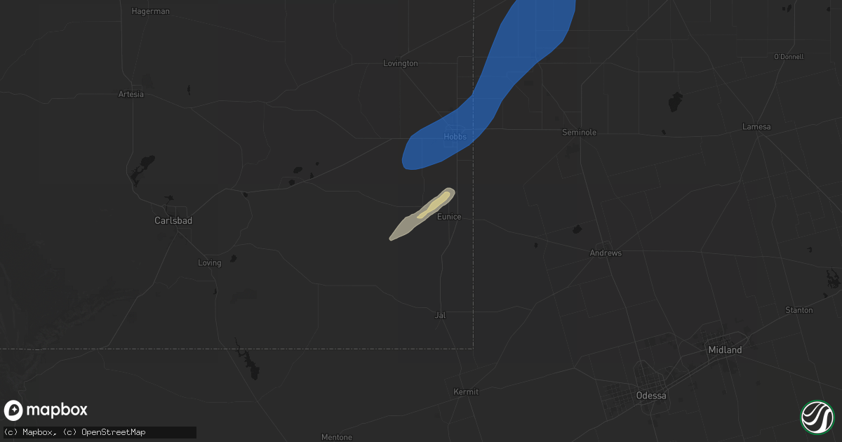 Hail map in Eunice, NM on September 29, 2026