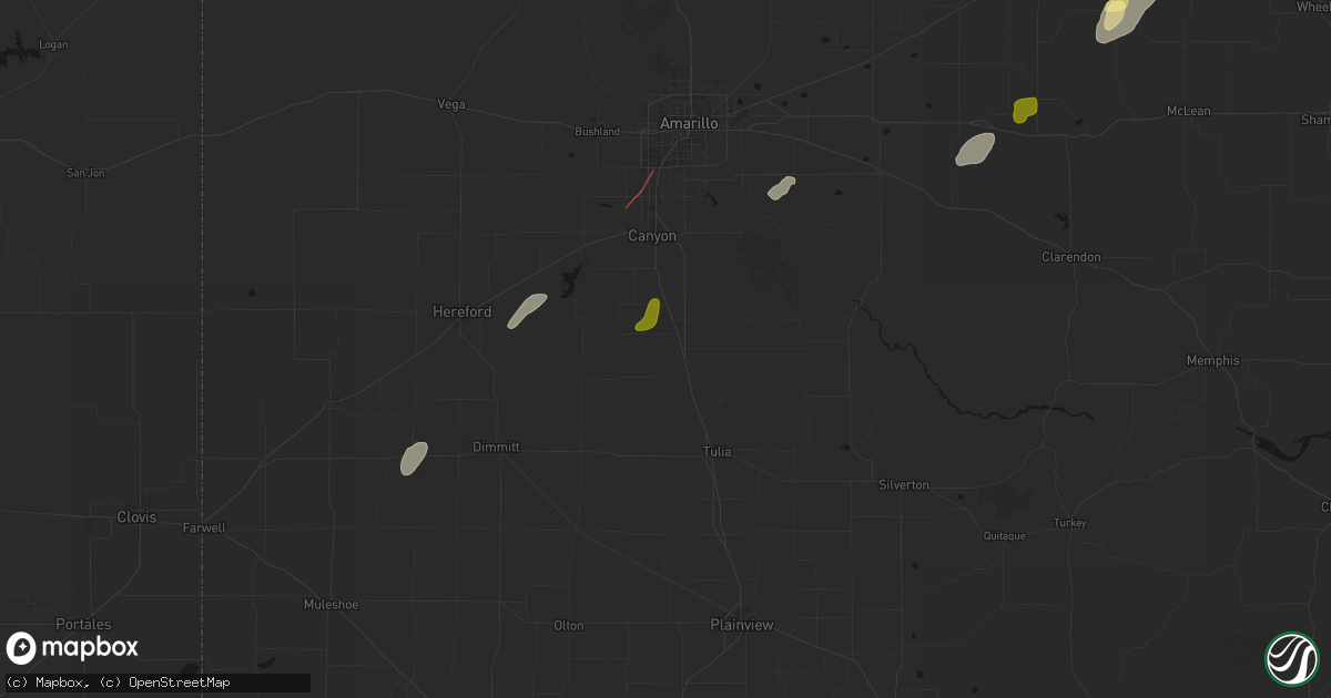 Hail map in Happy, TX on September 29, 2026