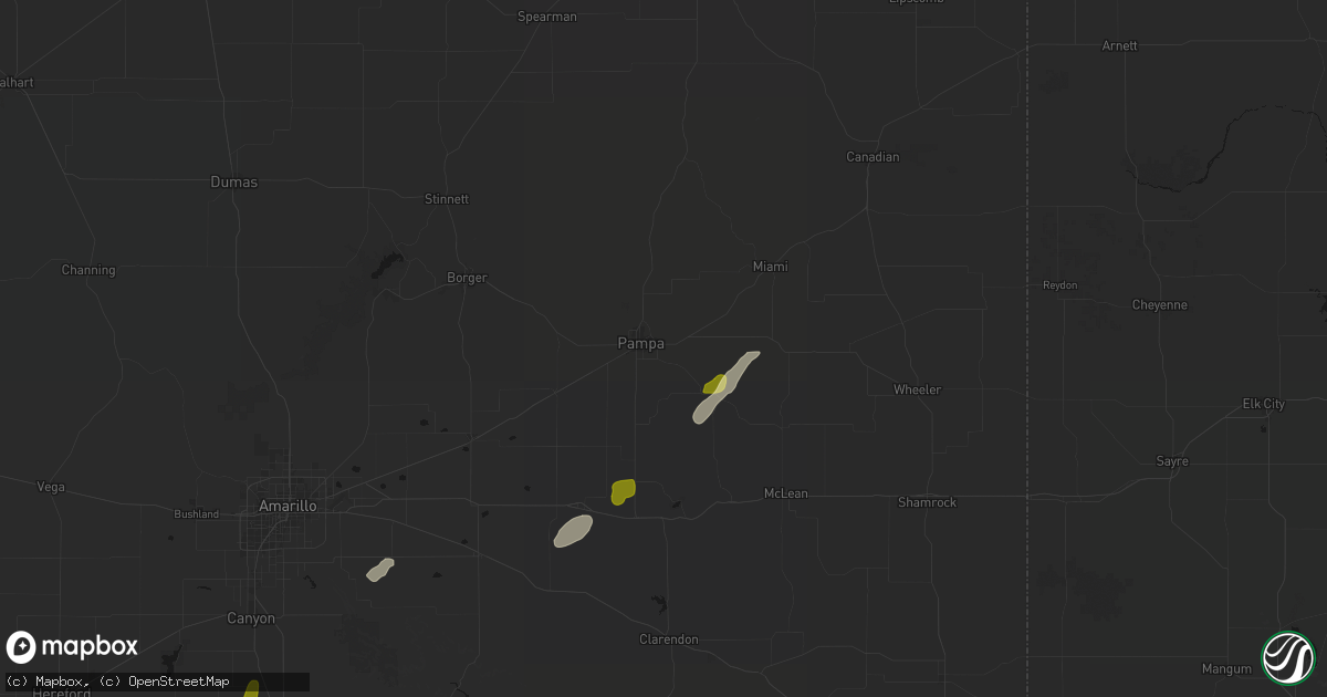 Hail map in Pampa, TX on September 29, 2026