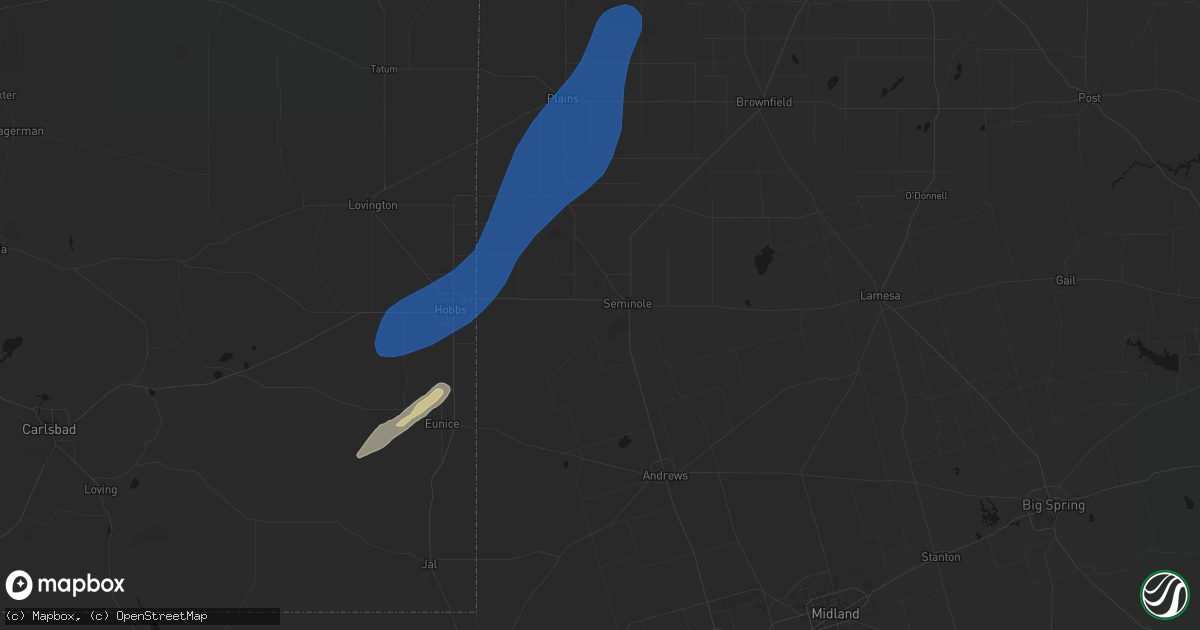 Hail map in Seminole, TX on September 29, 2026