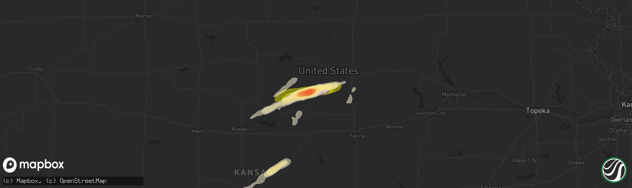 Hail map in Barnard, KS on September 30, 2014