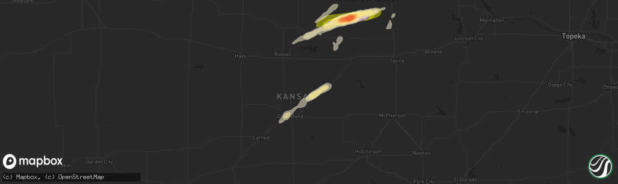 Hail map in Claflin, KS on September 30, 2014