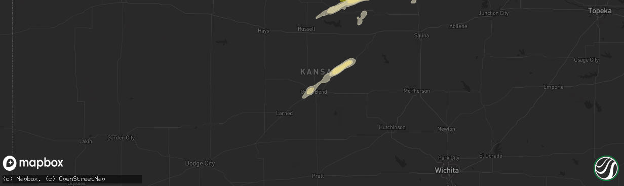 Hail map in Great Bend, KS on September 30, 2014