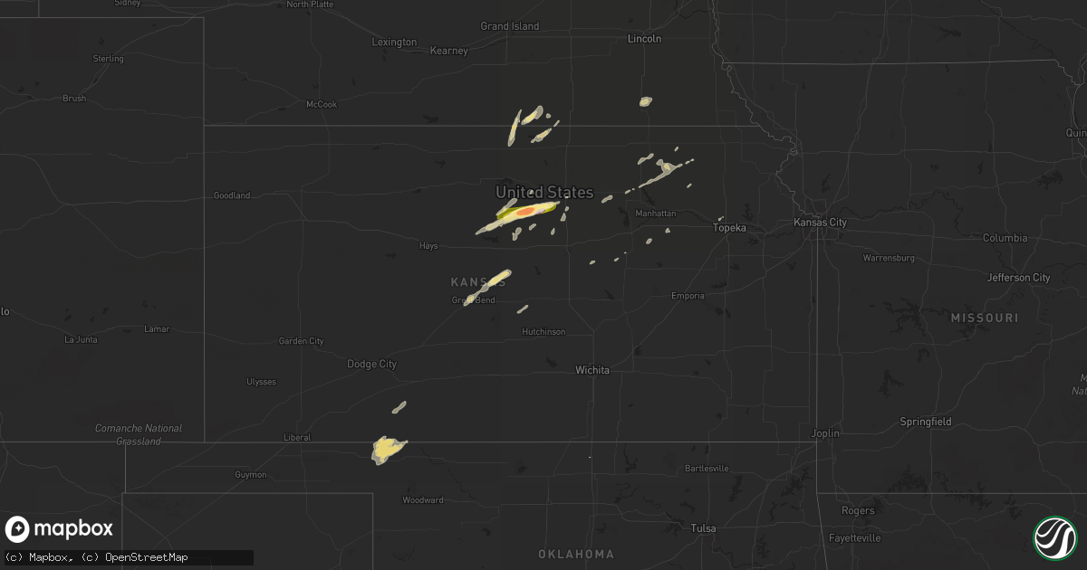 Hail map in Kansas on September 30, 2014