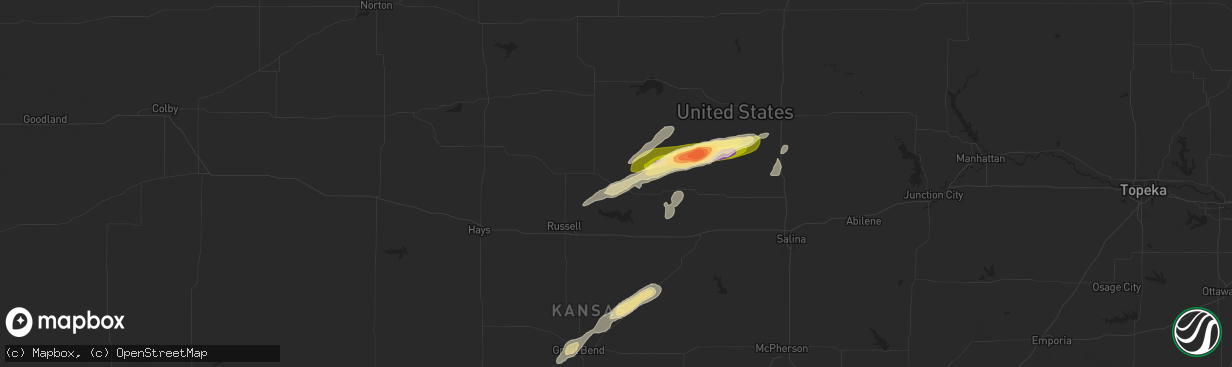 Hail map in Lucas, KS on September 30, 2014