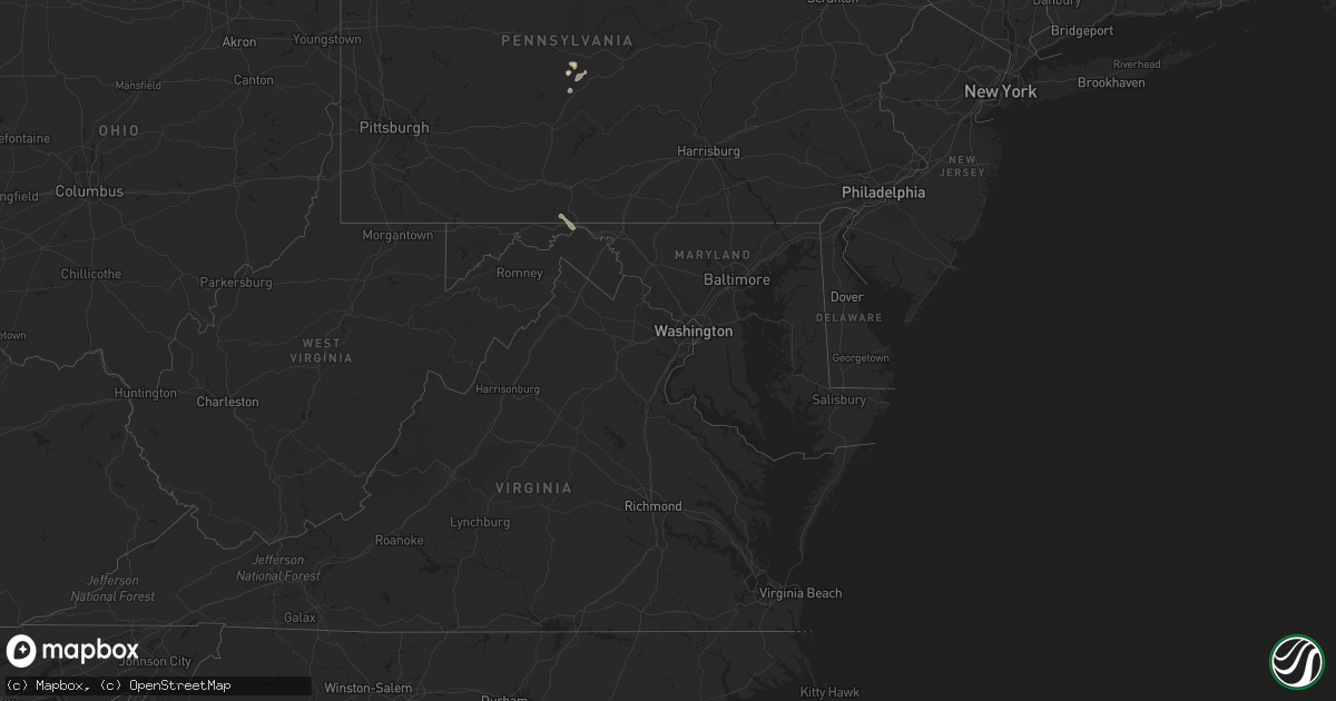 Hail map in Maryland on September 30, 2014