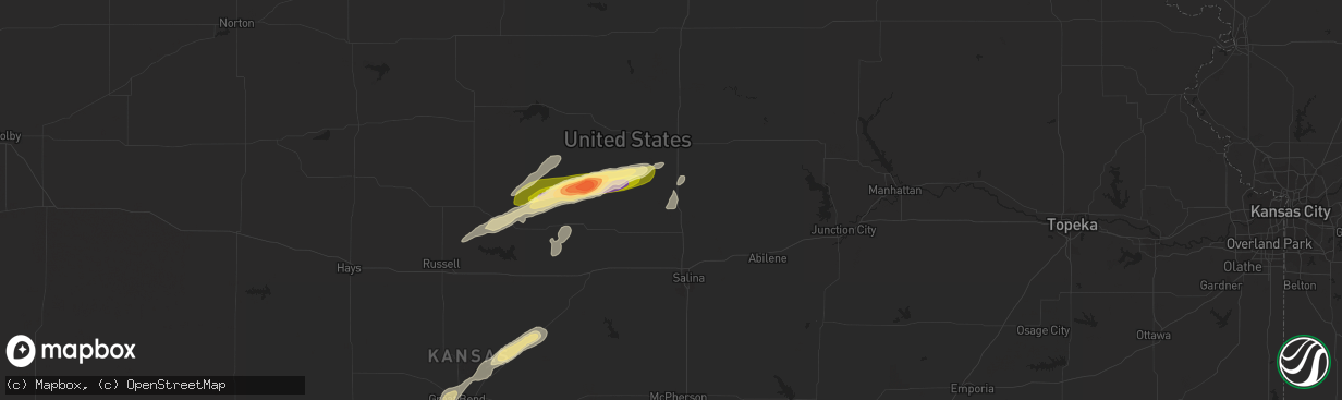 Hail map in Minneapolis, KS on September 30, 2014