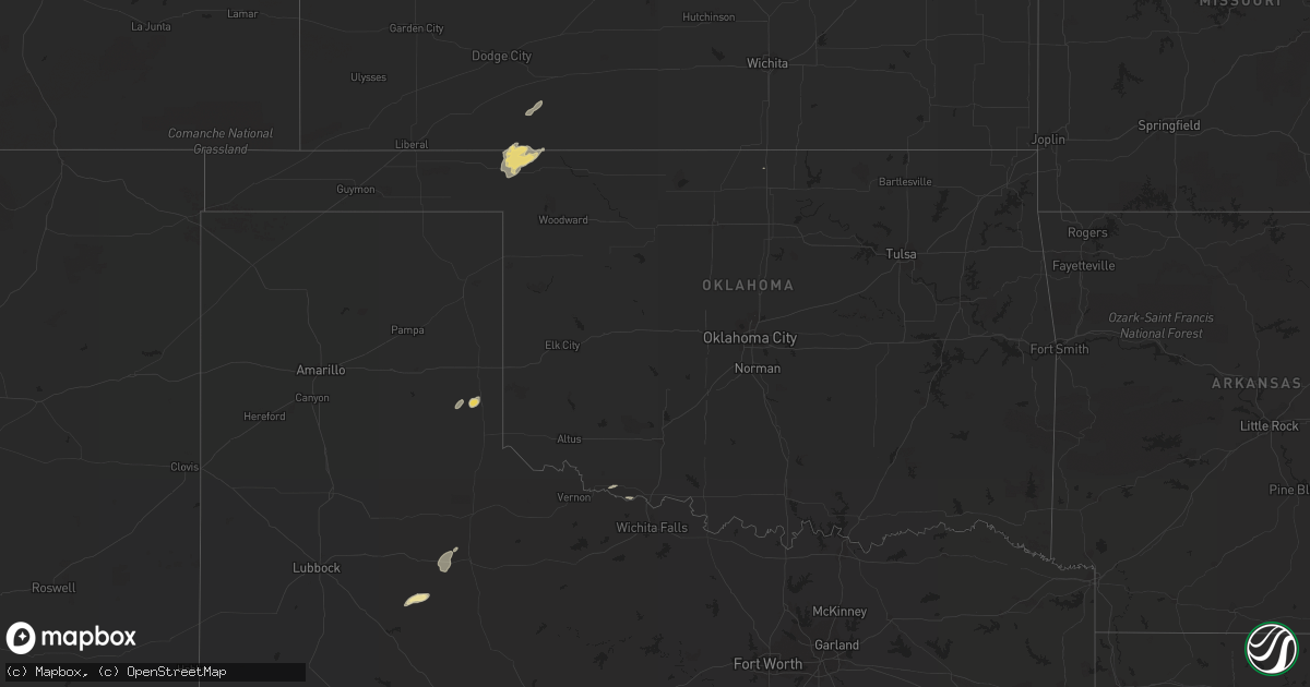Hail map in Oklahoma on September 30, 2014