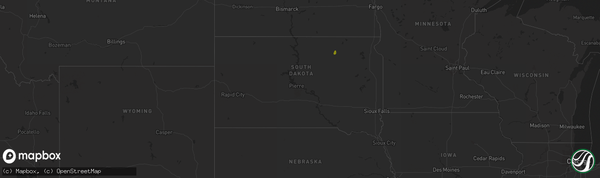 Hail map in South Dakota on September 30, 2014