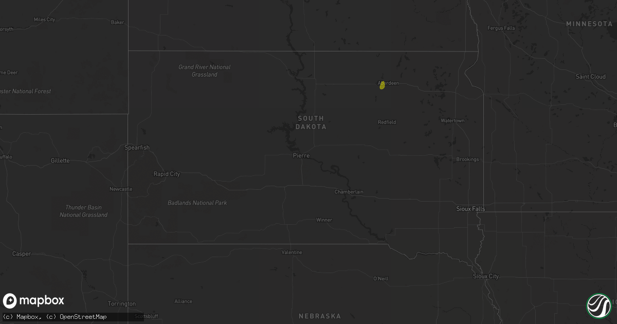 Hail map in South Dakota on September 30, 2014
