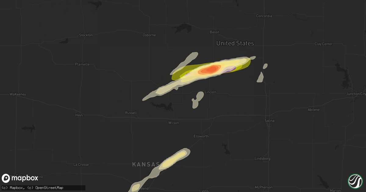 Hail map in Sylvan Grove, KS on September 30, 2014