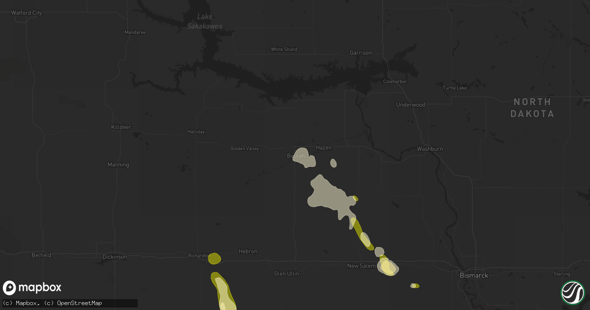 Hail map in Beulah, ND on September 30, 2015