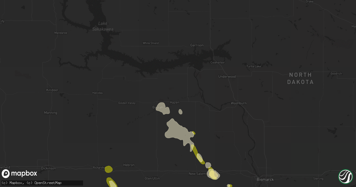 Hail map in Hazen, ND on September 30, 2015