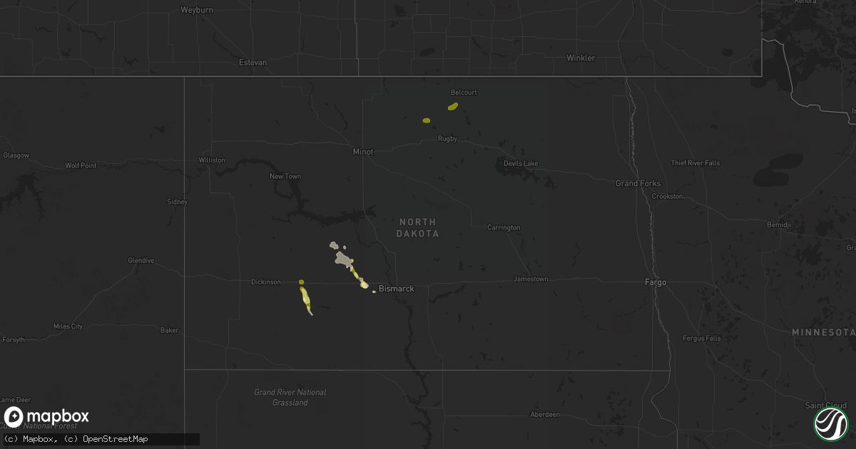 Hail map in North Dakota on September 30, 2015