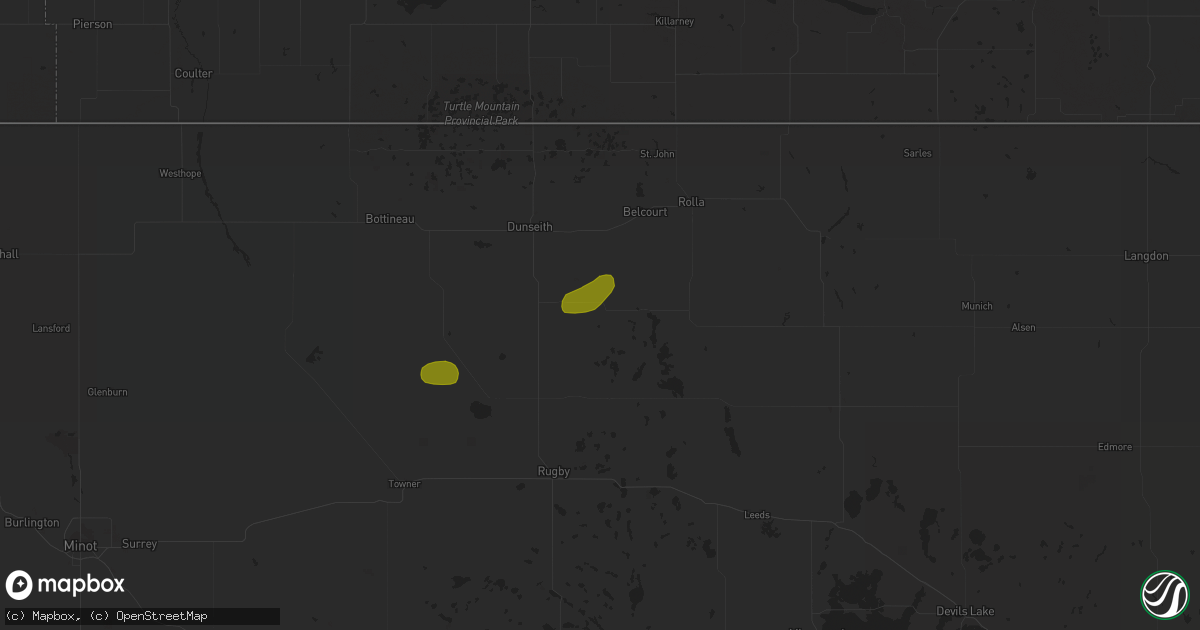 Hail map in Rolette, ND on September 30, 2015