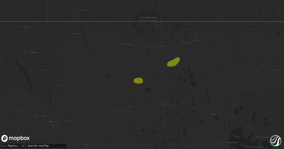 Hail map in Willow City, ND on September 30, 2015