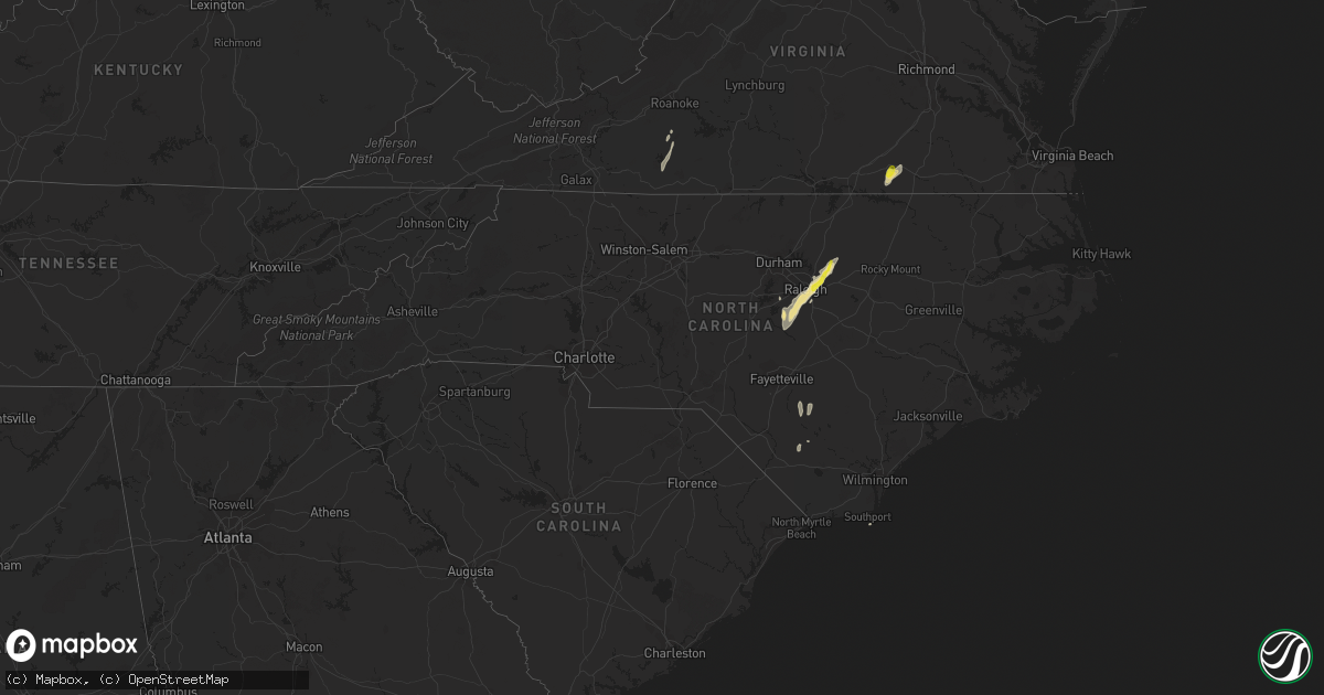 Hail map in North Carolina on September 30, 2016