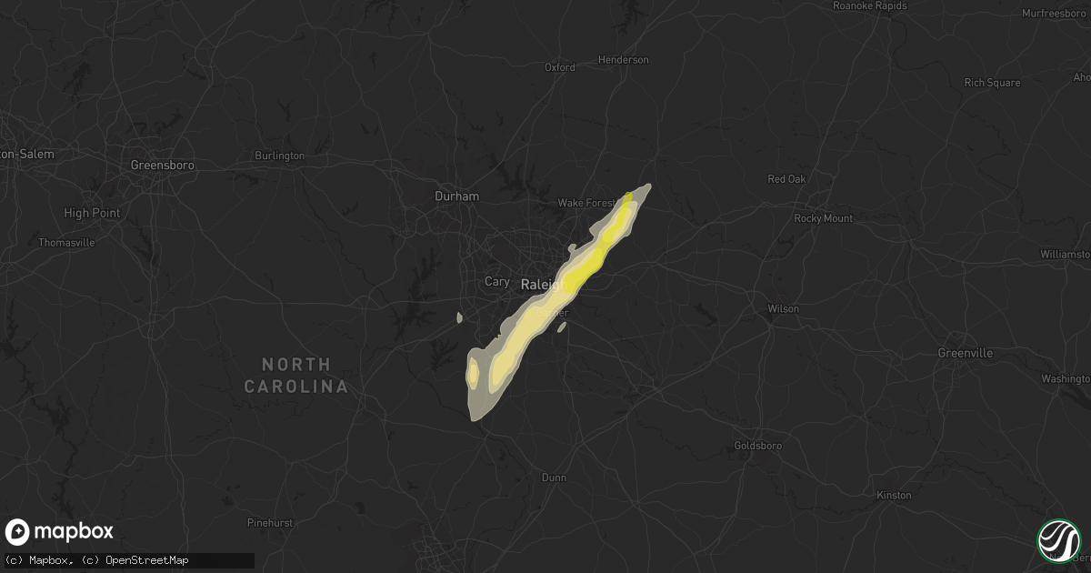 Hail map in Raleigh, NC on September 30, 2016
